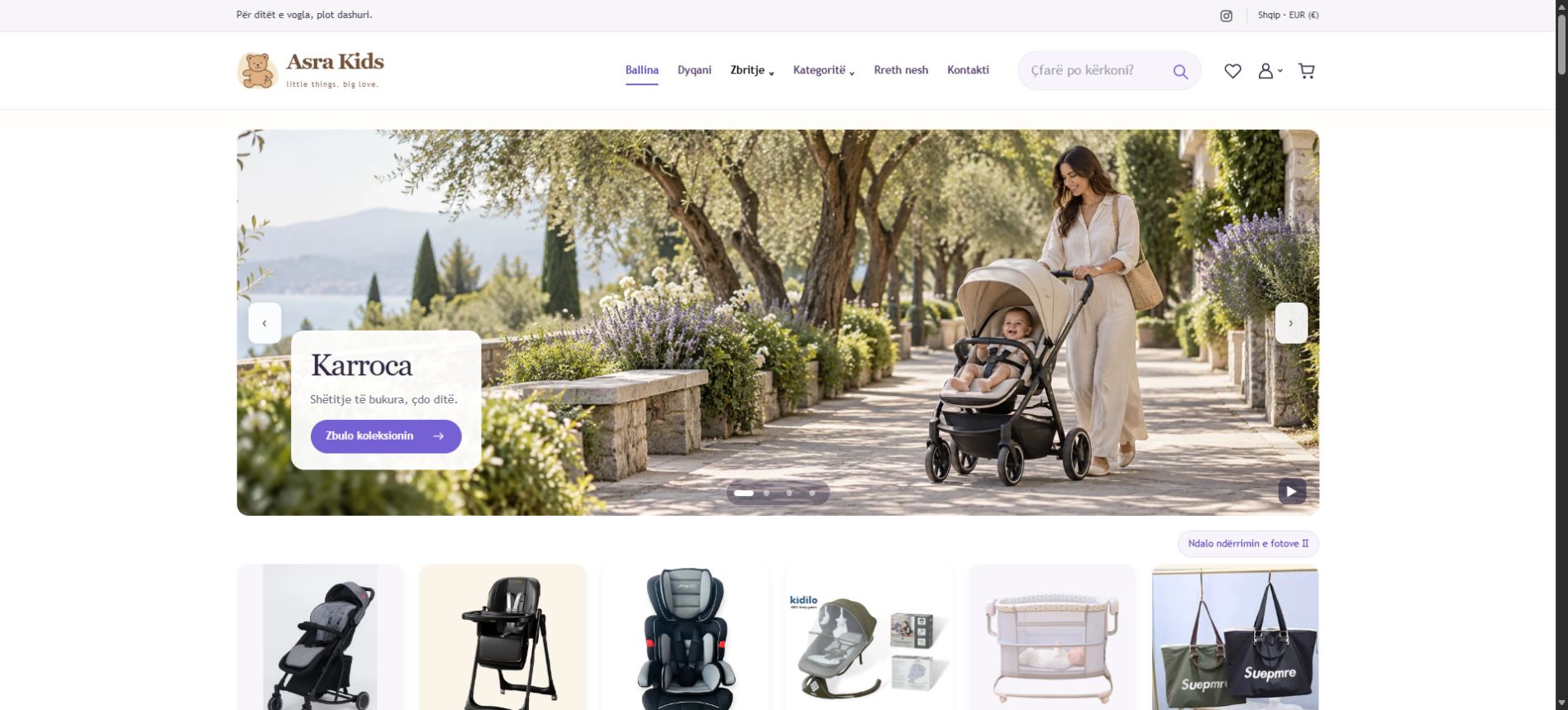 Pamje e website Asra Kids
